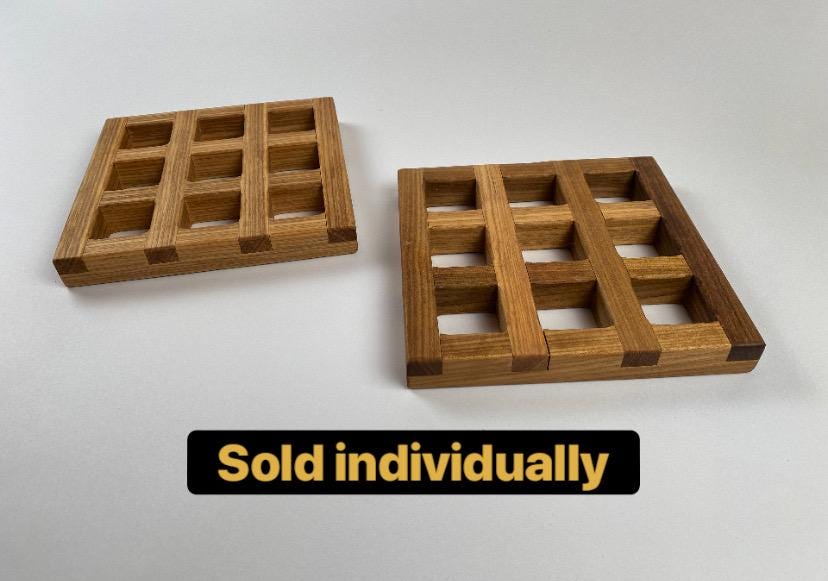 Handmade Lattice Trivet with lap joints, Solid Brazilian Oak, 1-inch Thick, Heavy duty