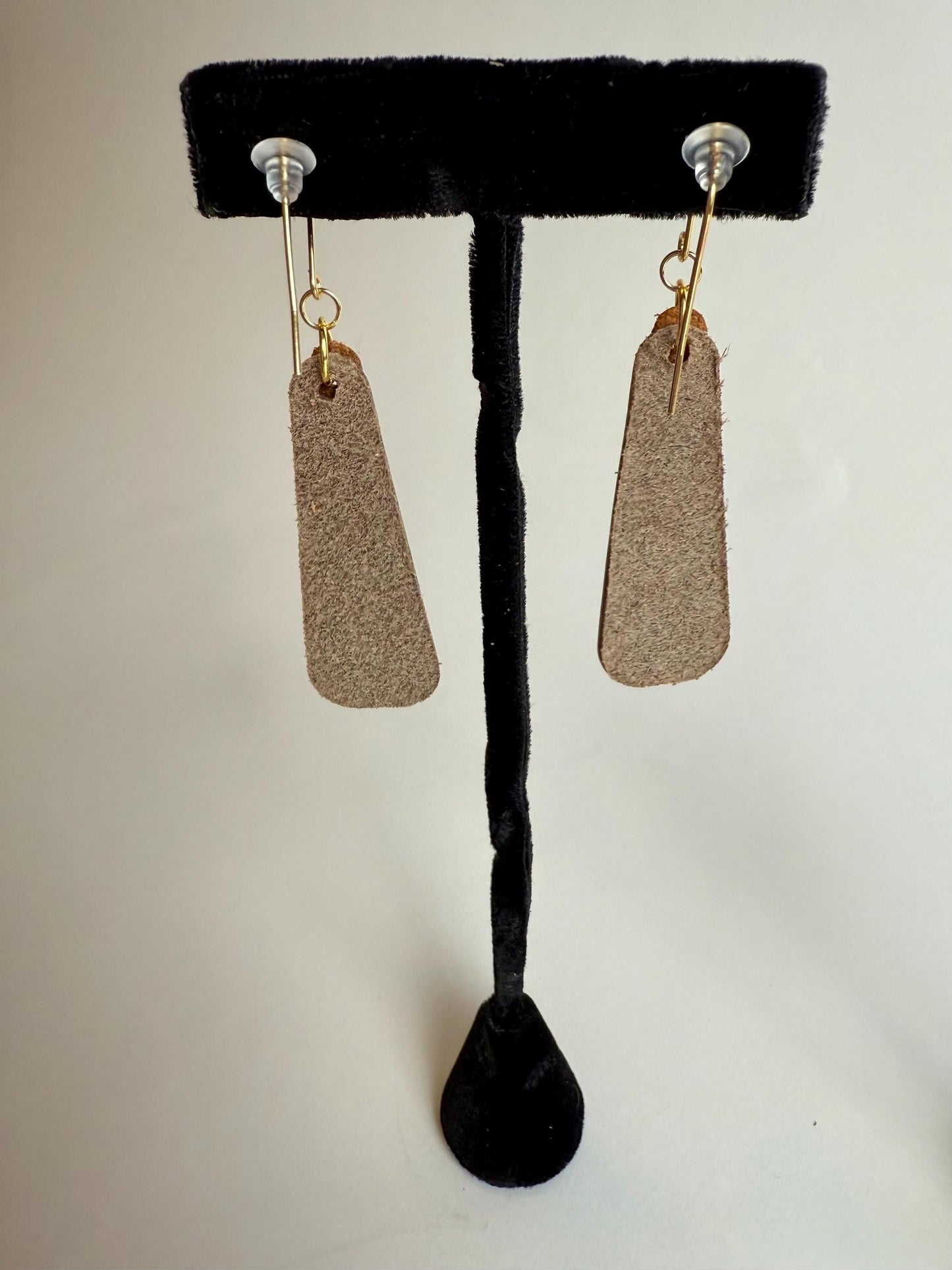 Leather Earrings - Natural Vegetable Tanned leather with Pyrography