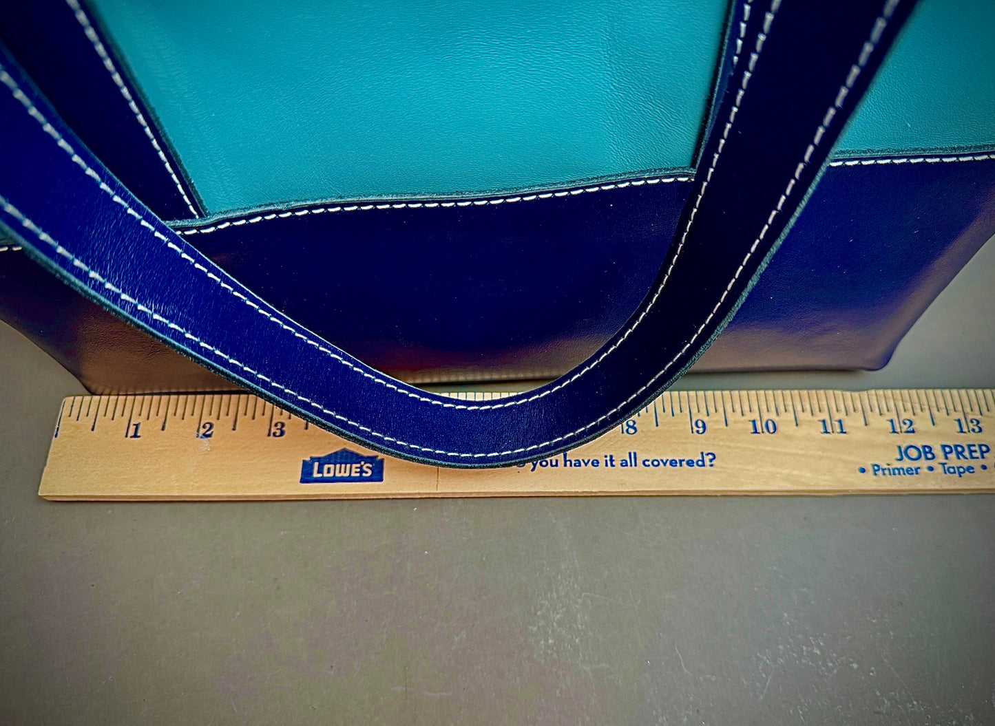 Blue 2-Tone Tote Bag - Italian bag leather - 2 pockets