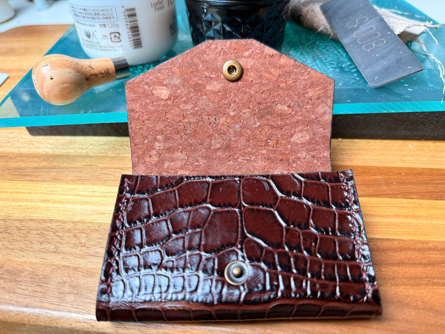 Handmade Leather Coin Pouch and Wallet/Card Holder - Hand stitched