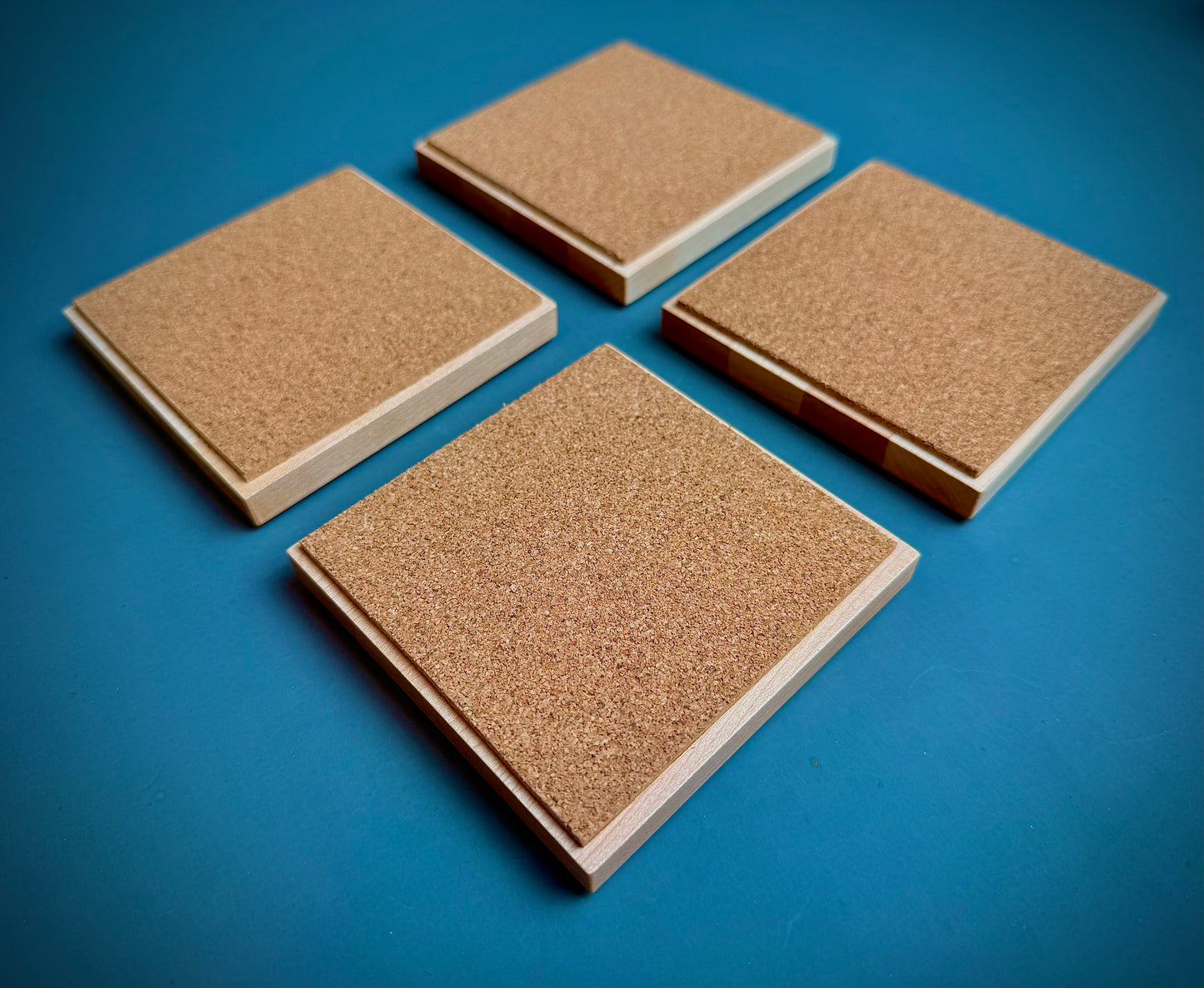 Handmade Maple Wood Coasters - Set of 4 - with maple and walnut storage box