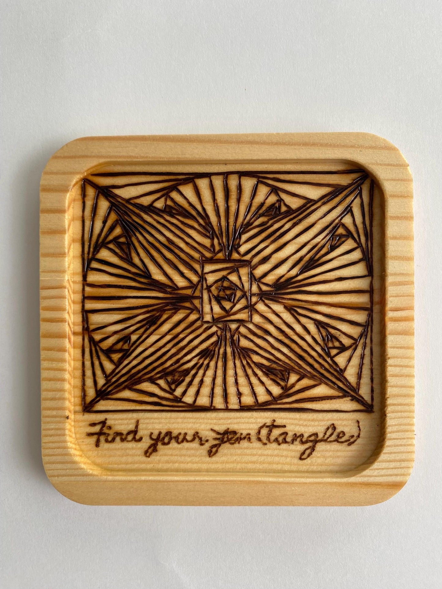 Zentangle Pyrography (Woodburned) Pine Coasters - Set of 4