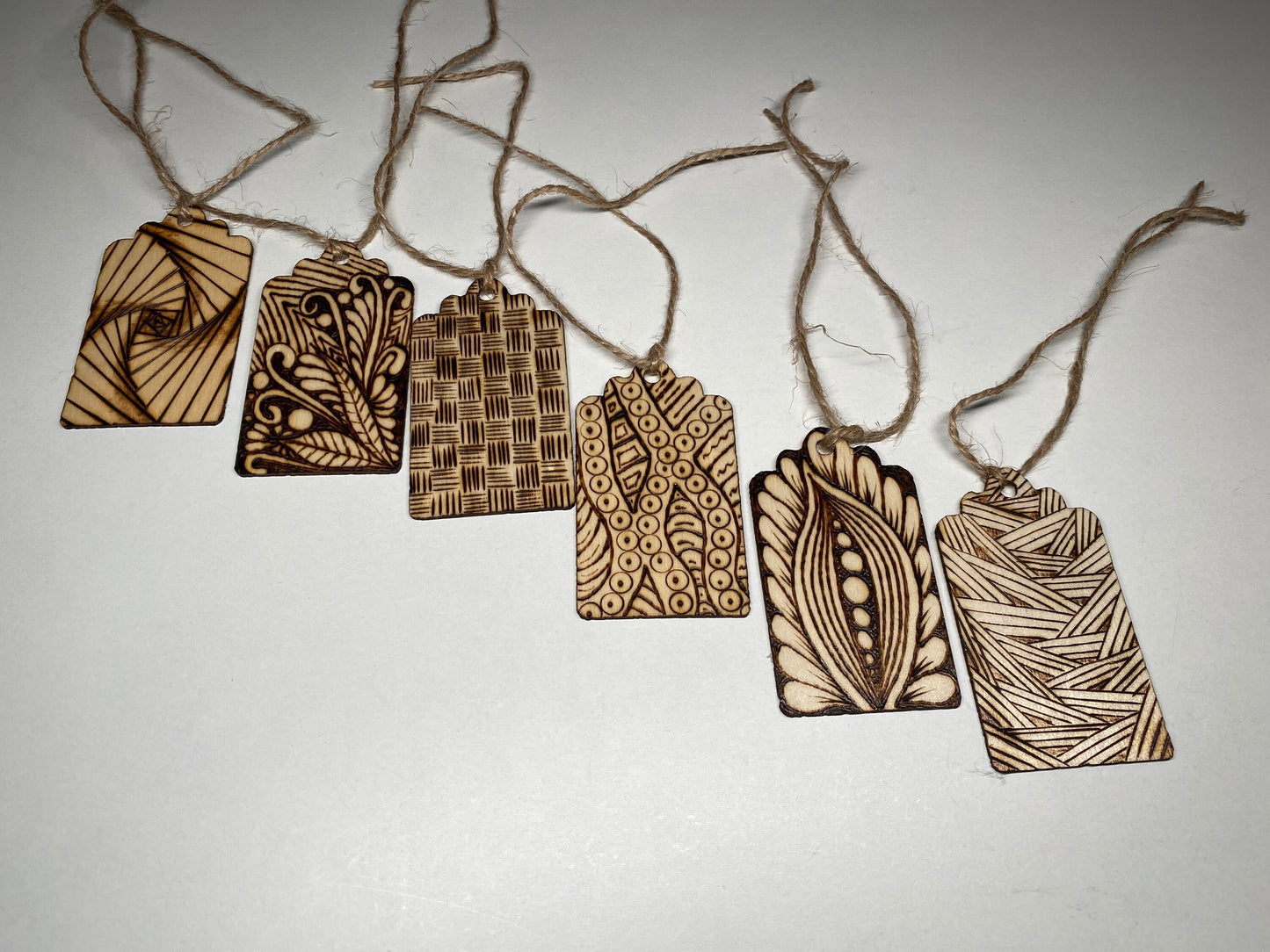Gift Tags - Woodburned - Drawn by Hand (no lasers!) - set of 6