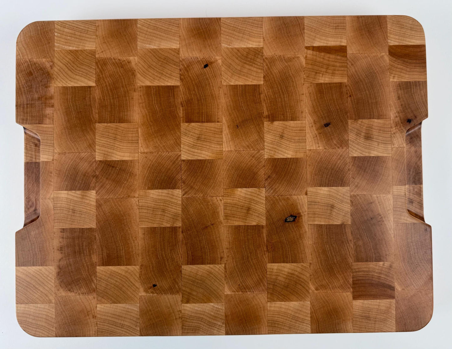 Handmade End-grain Cutting Board, Solid Maple, 1.75-inch Thick, Heavy Duty, built-in handles