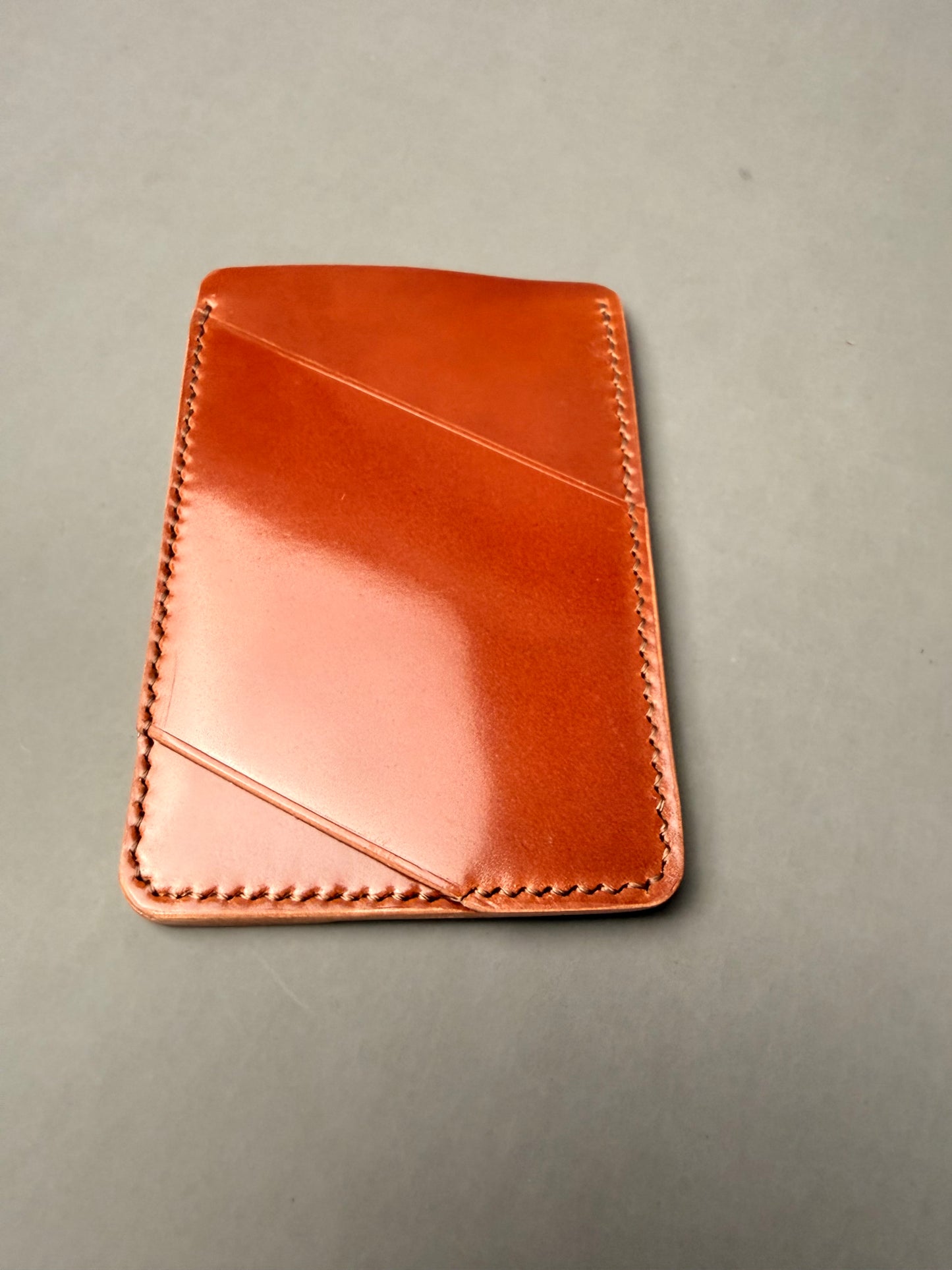 Minimalist Leather Wallet - Diagonal Sleeves, Hand Stitched