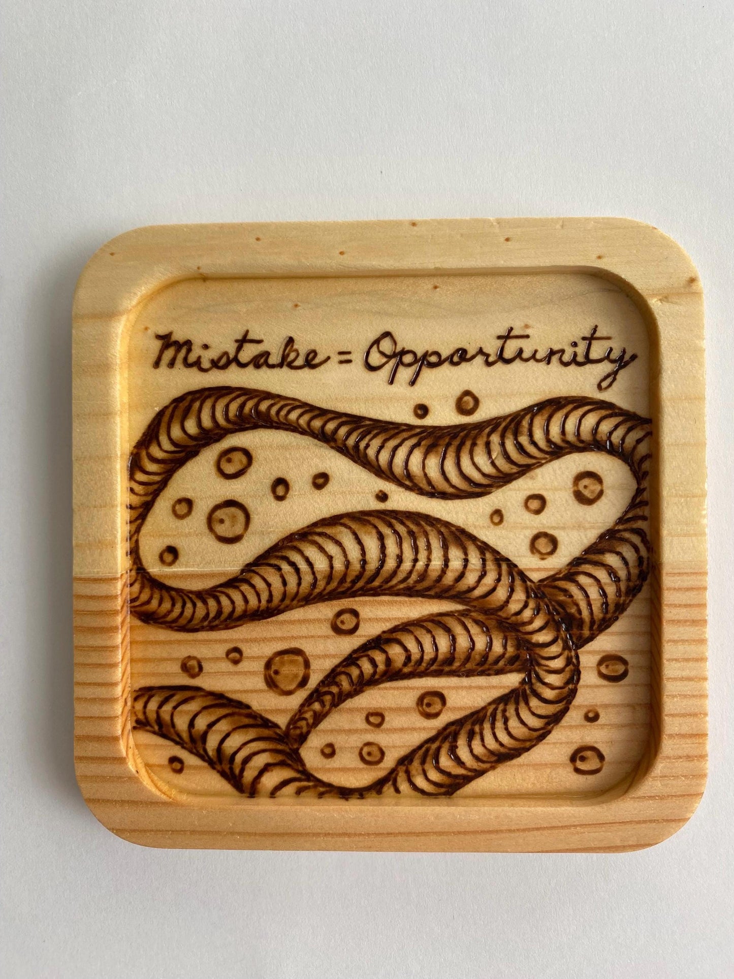 Zentangle Pyrography (Woodburned) Pine Coasters - Set of 4