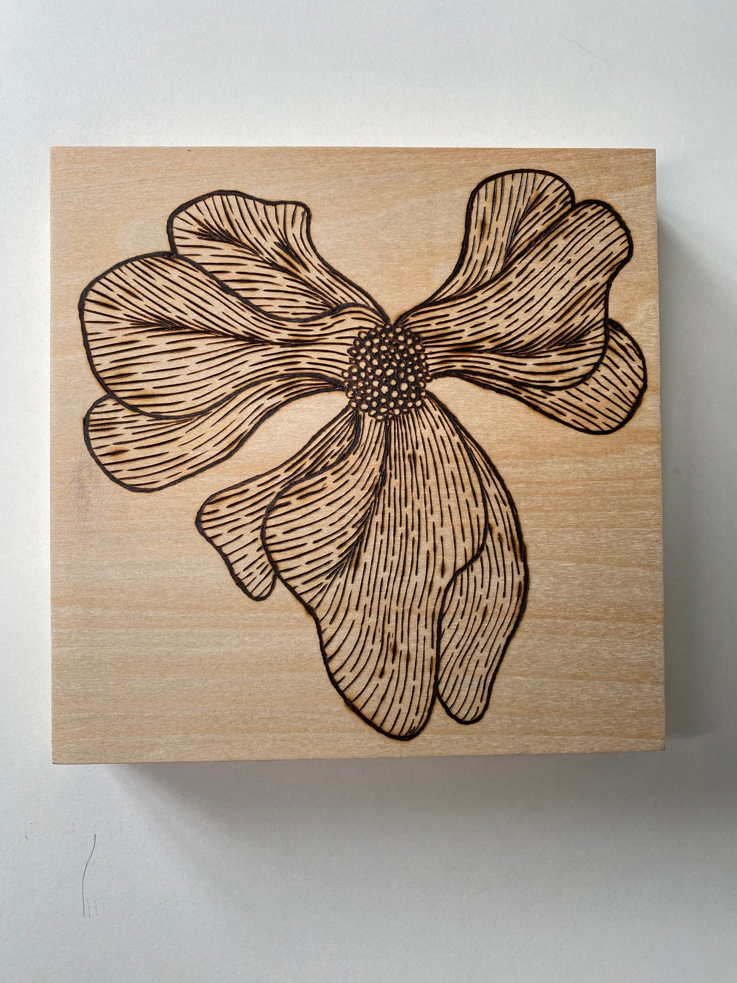 Wall Art: Zentangle Flowers - Trio of 6”x6” tiles - Woodburned (Pyrography)