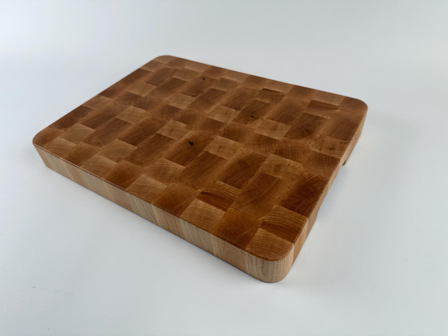 Handmade End-grain Cutting Board, Solid Maple, 1.75-inch Thick, Heavy Duty, built-in handles
