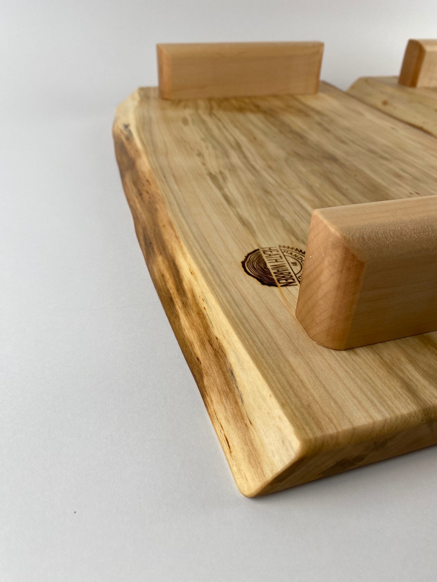 2-Piece Elevated Serving/Display Trays, Silver Maple with double live edge (locally sourced wood) - set B