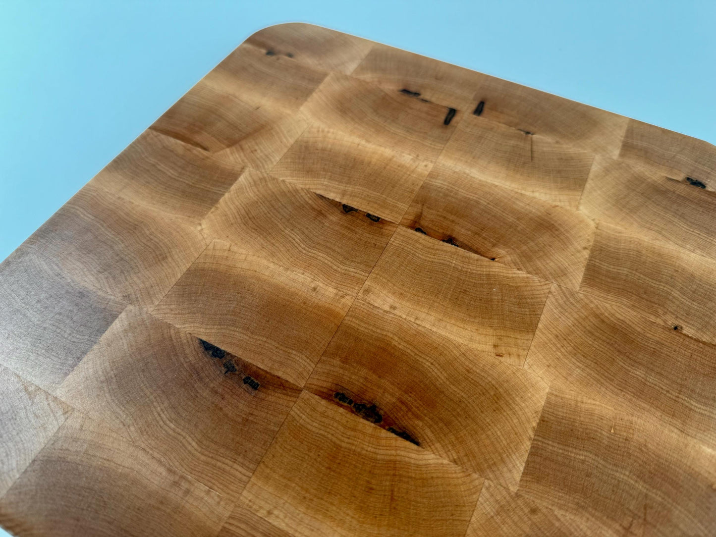 Handmade End-grain Butcher Block Cutting Board, Solid Maple, square, 1.25-inch Thick, Heavy Duty, no handles