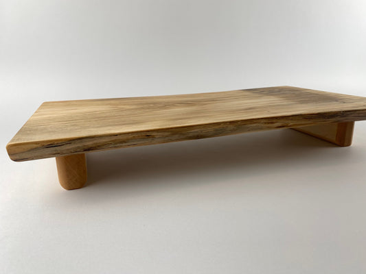 Elevated Serving/Display Tray - Silver Maple wood - double live edge (locally sourced wood)