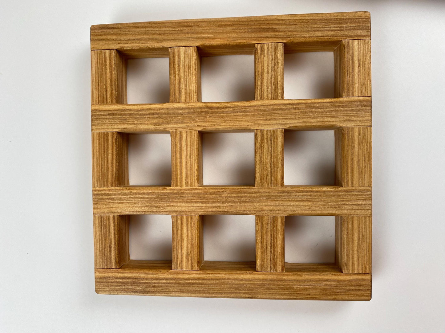 Handmade Lattice Trivet with lap joints, Solid Brazilian Oak, 1-inch Thick, Heavy duty