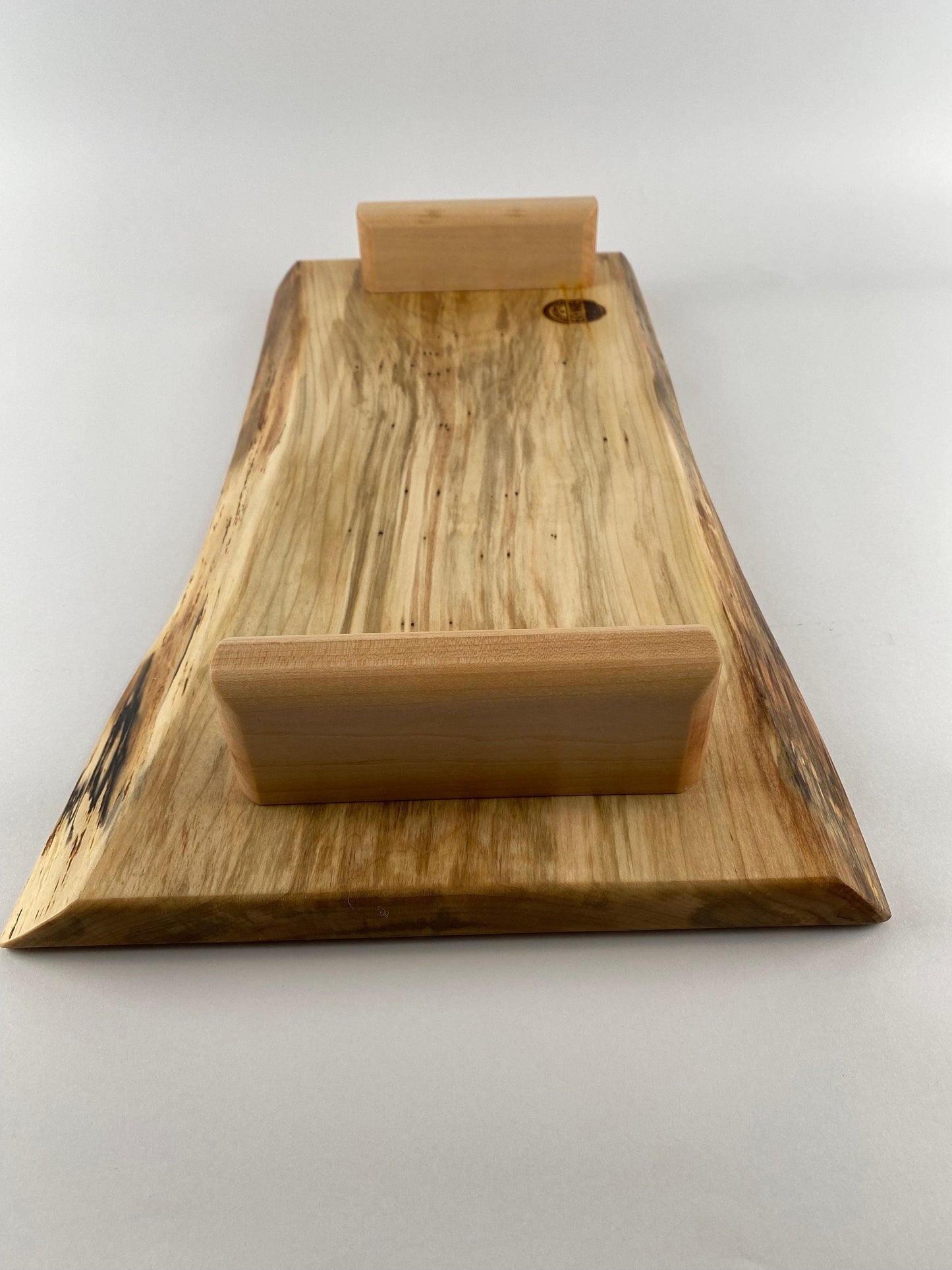 Elevated Serving/Display Tray - Silver Maple wood - double live edge (locally sourced wood)