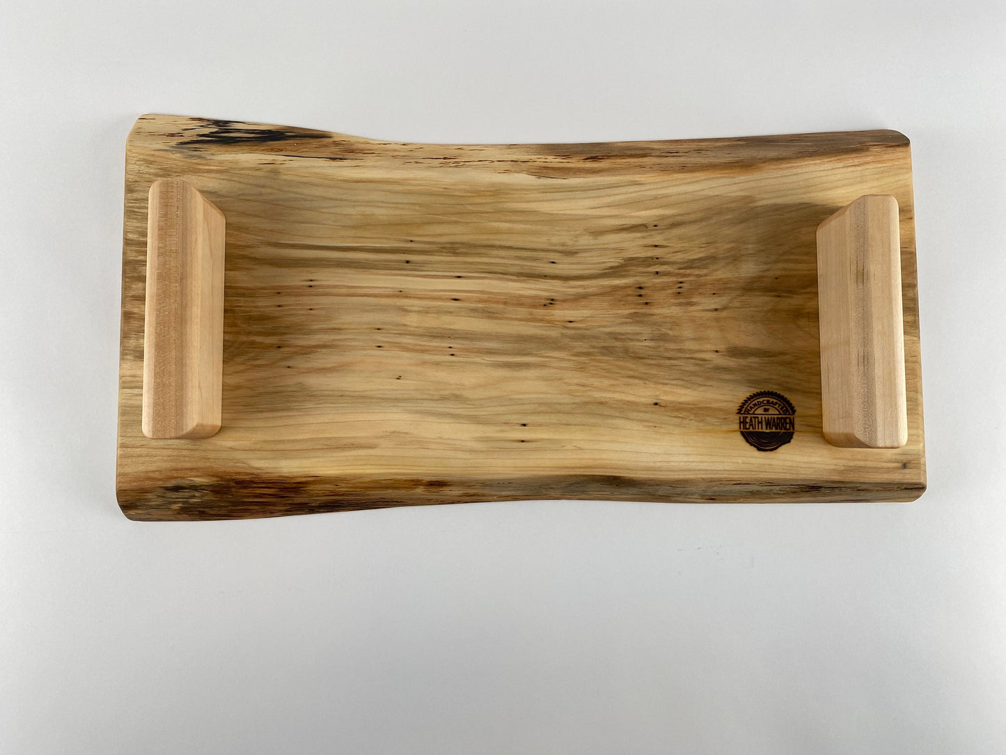 Elevated Serving/Display Tray - Silver Maple wood - double live edge (locally sourced wood)