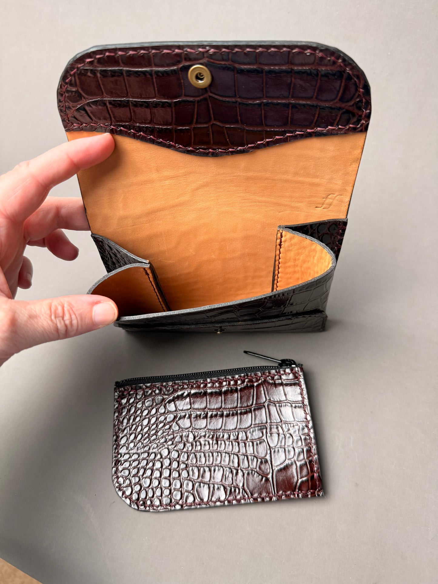 Oversized Leather Wallet - with zippered removable pouch