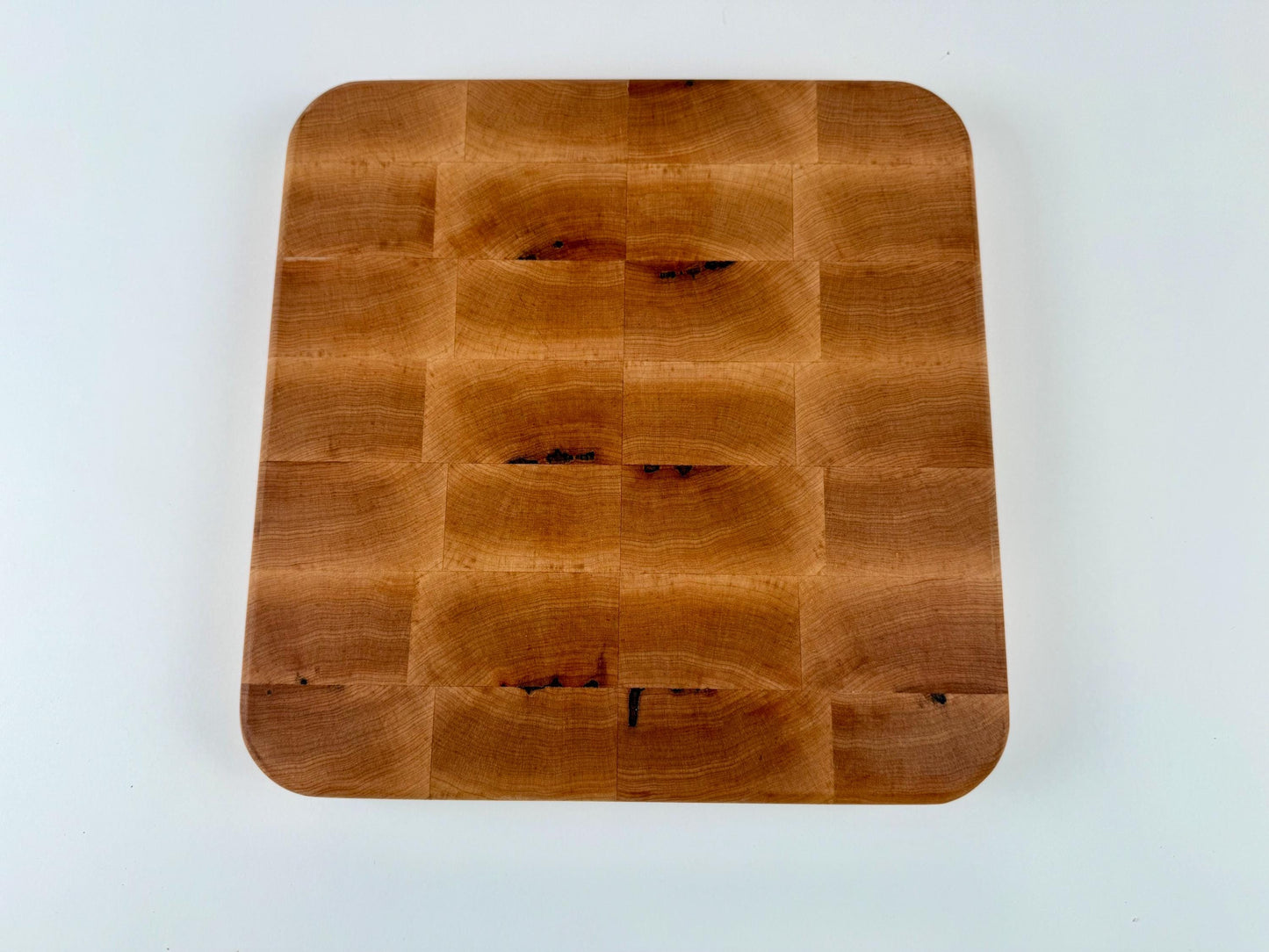 Handmade End-grain Butcher Block Cutting Board, Solid Maple, square, 1.25-inch Thick, Heavy Duty, no handles