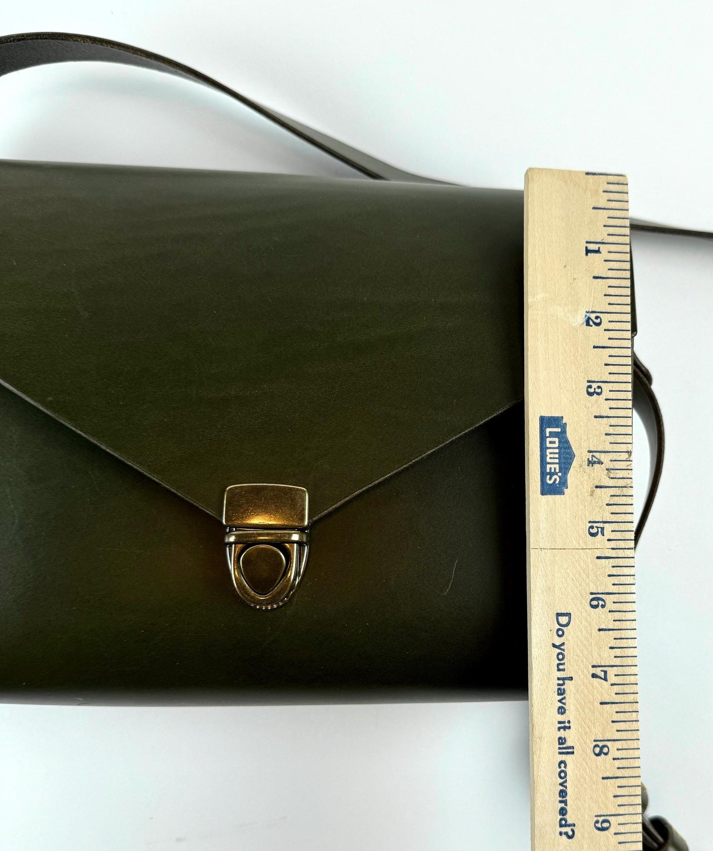 Handmade Green Leather Cross-body Purse with Wooden Side Panels and Celtic Pyrography - Hand-Stitched