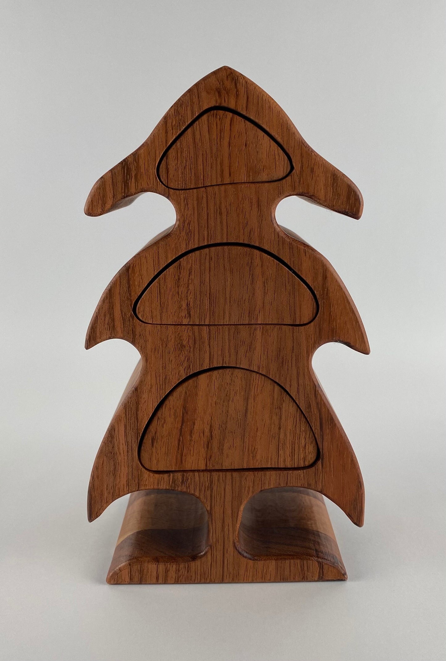 Tree-shaped Keepsake Box - 3 drawers - Jatoba and Cherry woods - Green Flocking inside drawers - bandsaw box