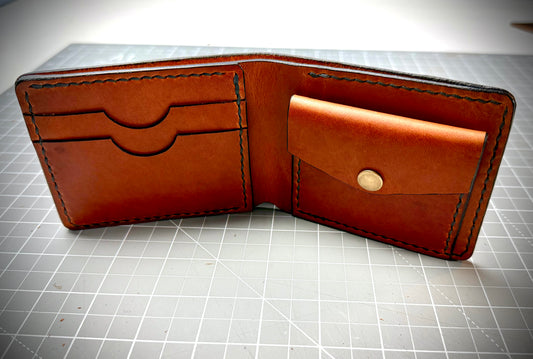 Bi-fold Wallet with coin pouch - Horween English Tan leather