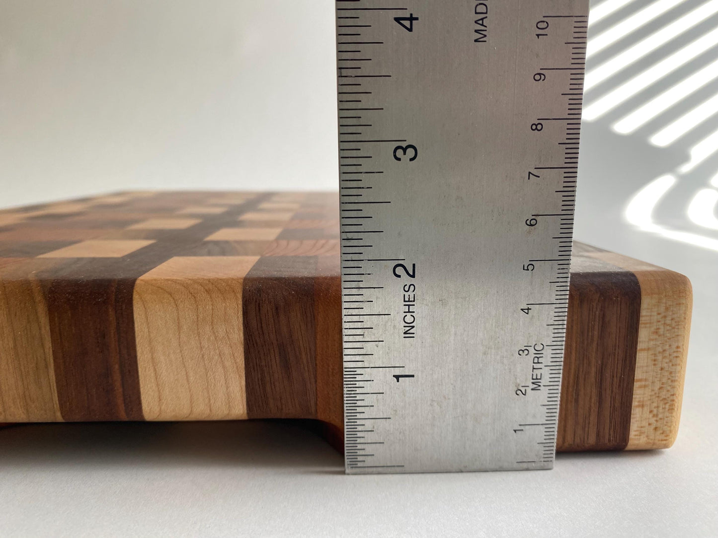 Handmade End-grain Cutting Board, Solid Maple, Walnut and Cherry, 1-7/8 inch Thick, Heavy Duty