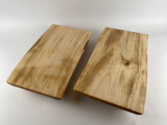 2-Piece Elevated Serving/Display Trays, Silver Maple with double live edge (locally sourced wood) - set B