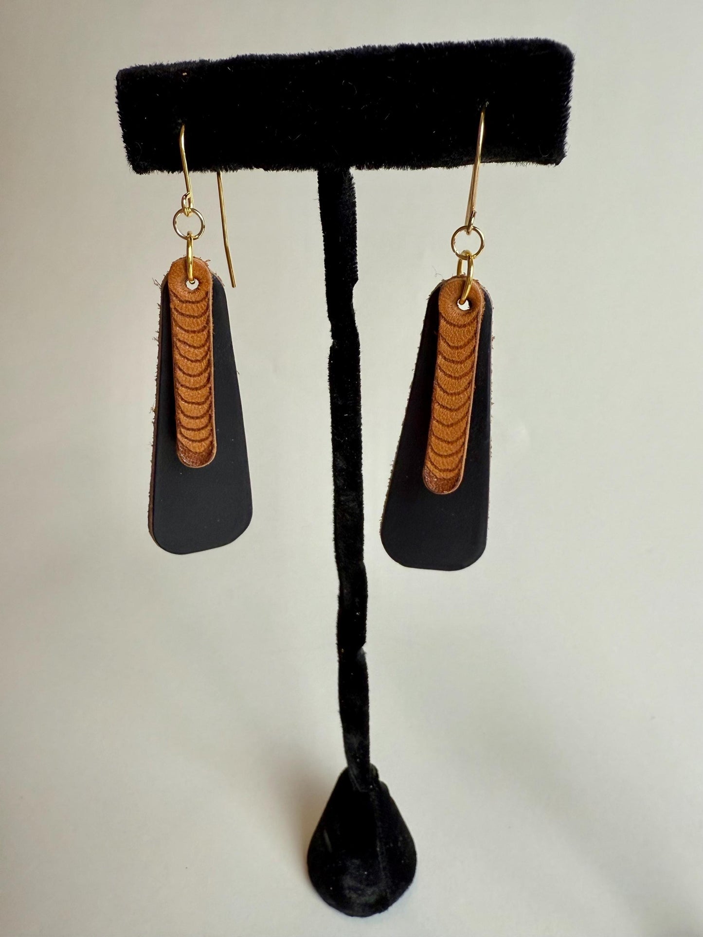 Leather Earrings - Natural Vegetable Tanned leather with Pyrography