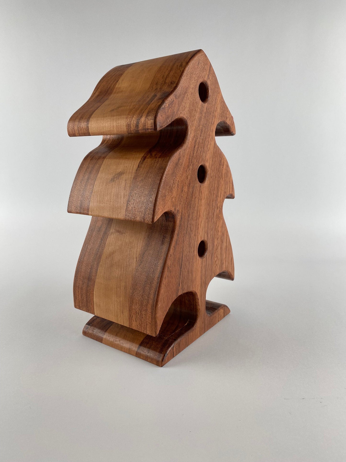 Tree-shaped Keepsake Box - 3 drawers - Jatoba and Cherry woods - Green Flocking inside drawers - bandsaw box