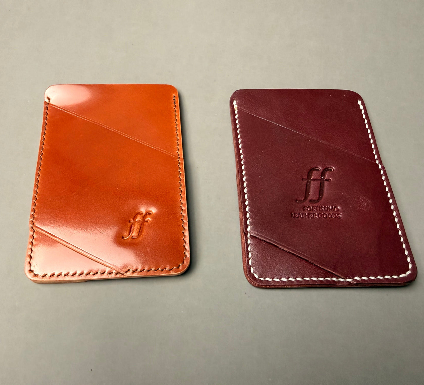 Minimalist Leather Wallet - Diagonal Sleeves, Hand Stitched