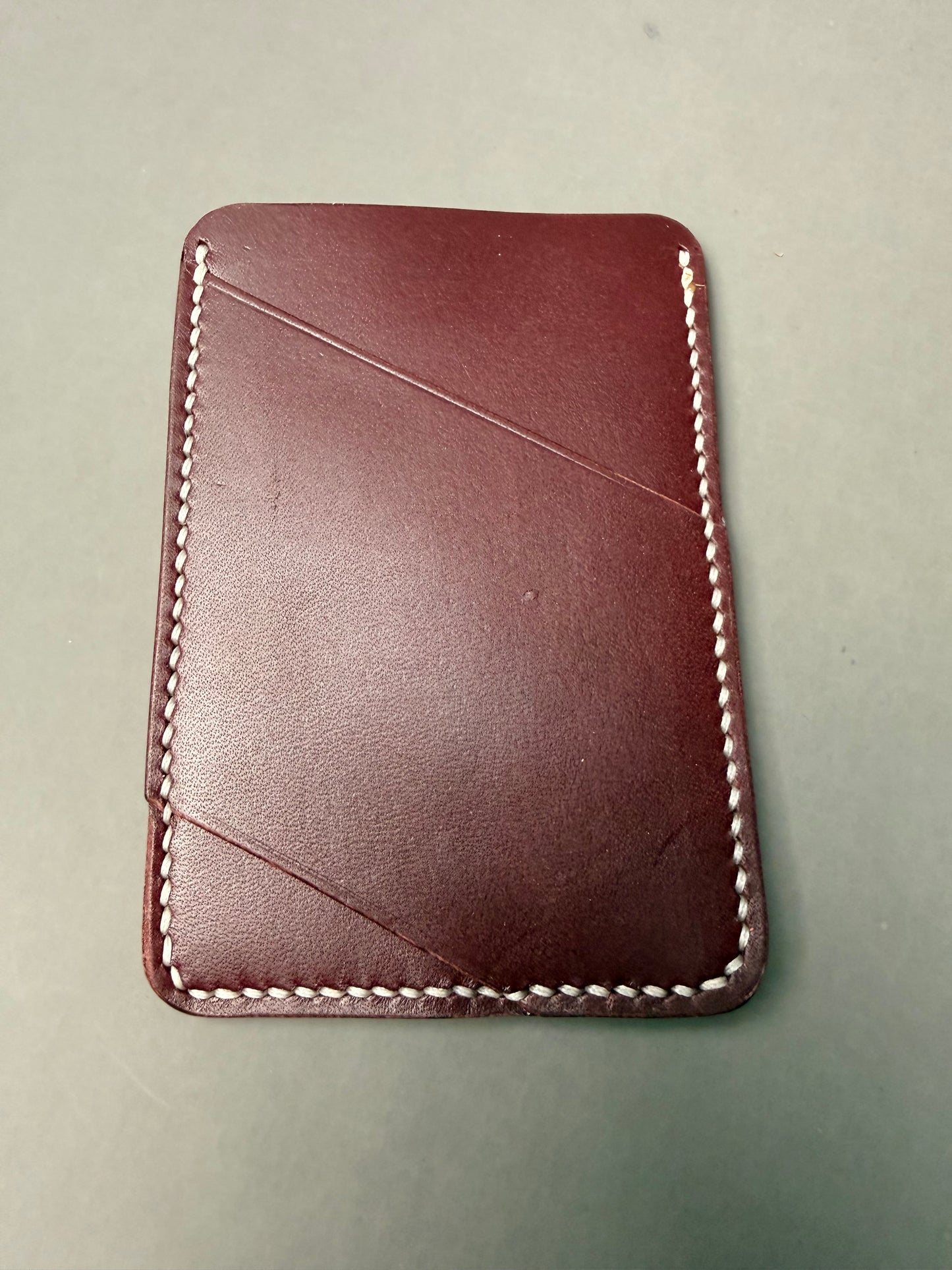 Minimalist Leather Wallet - Diagonal Sleeves, Hand Stitched