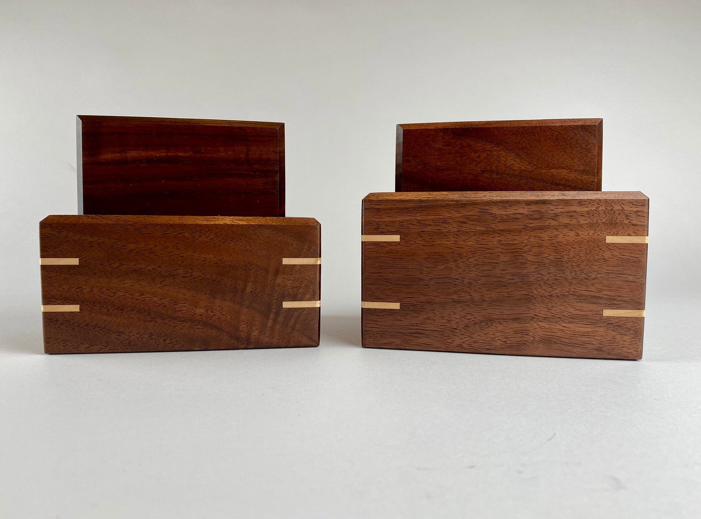 Handmade Walnut Wood Coasters - Set of 4 - with walnut and maple storage box