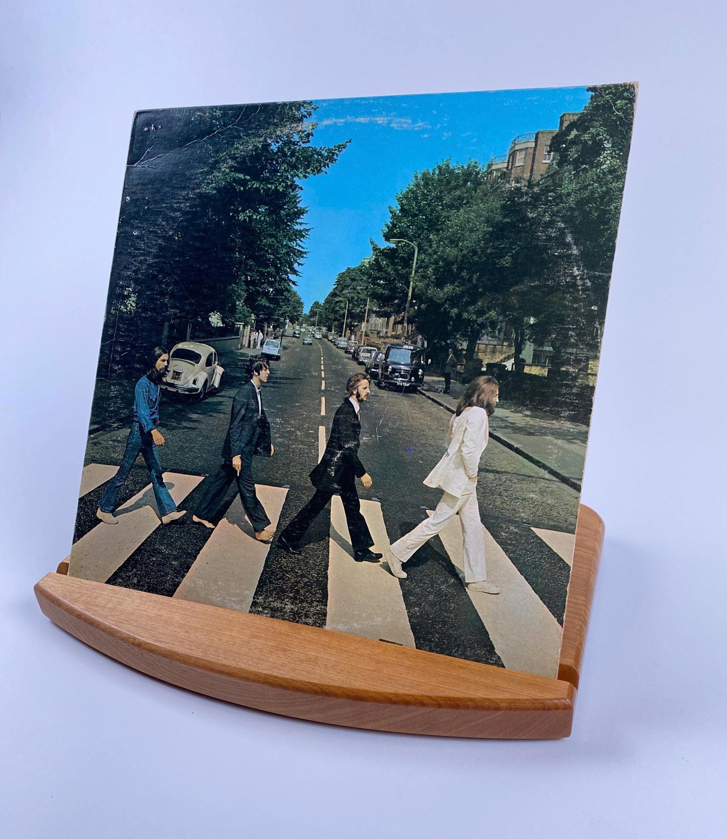 Handmade Record Display - Brazilian Oak with Brass Rods - Wooden Vinyl Album Display