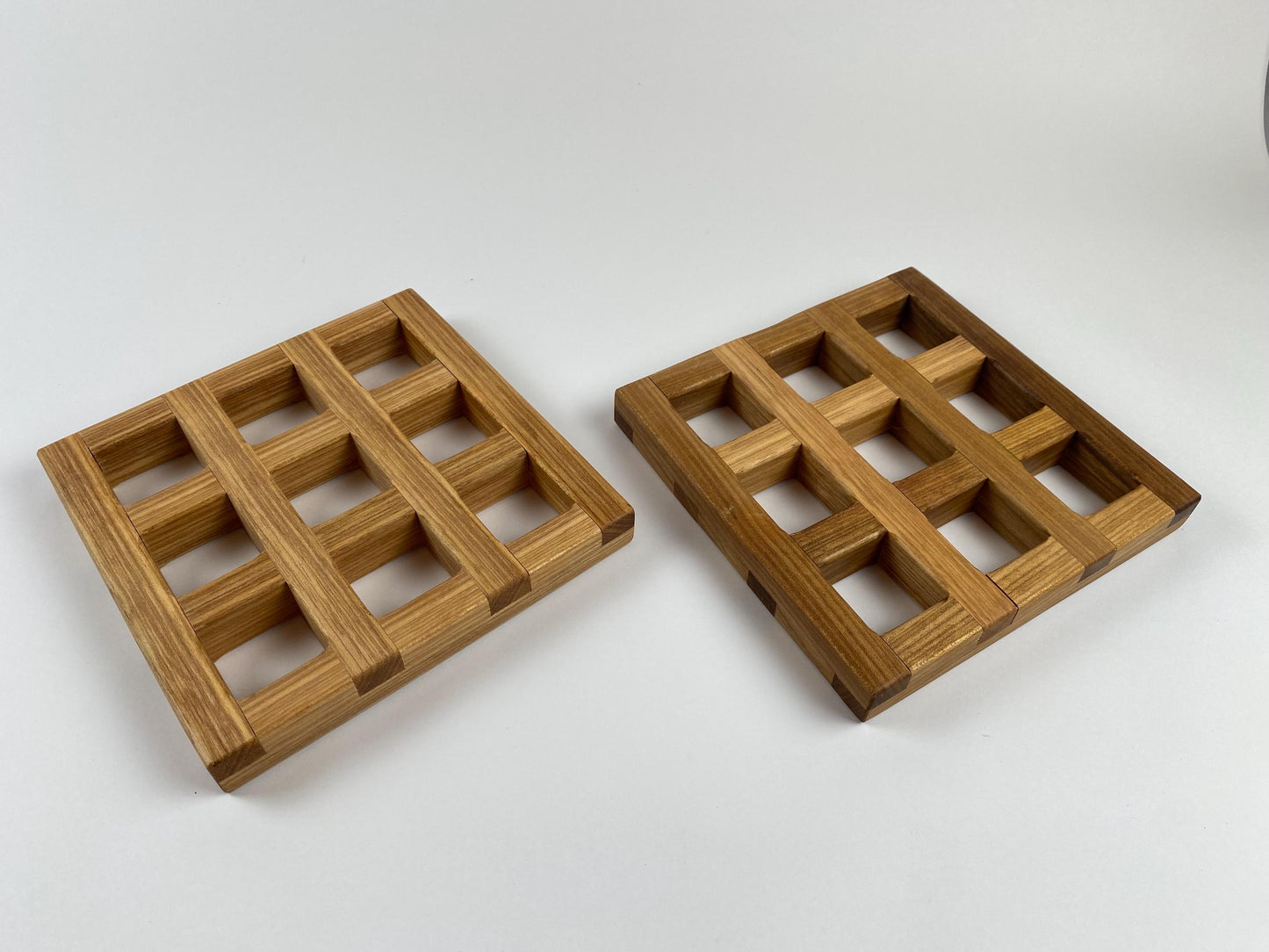 Handmade Lattice Trivet with lap joints, Solid Brazilian Oak, 1-inch Thick, Heavy duty