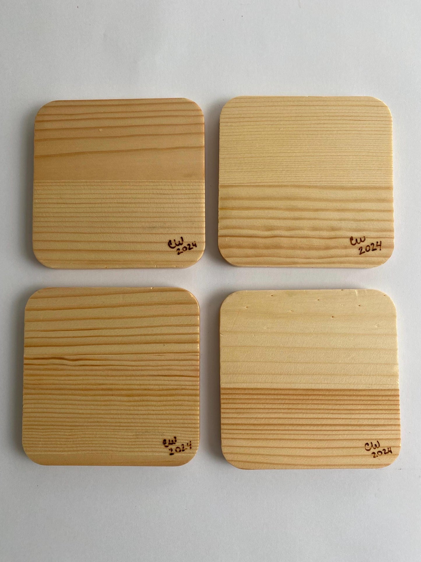 Zentangle Pyrography (Woodburned) Pine Coasters - Set of 4