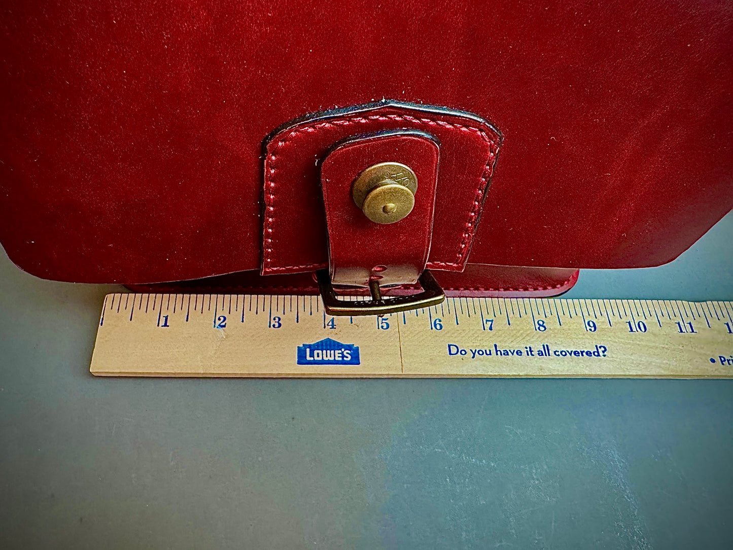 Red Horween Leather crossbody bag with handle