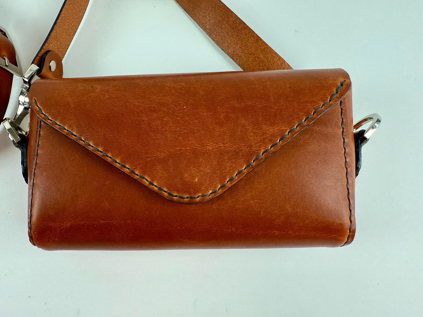Handmade Petite Leather Crossbody Bag and matching Coin Purse - English Tan Horween Leather - Hand-Stitched