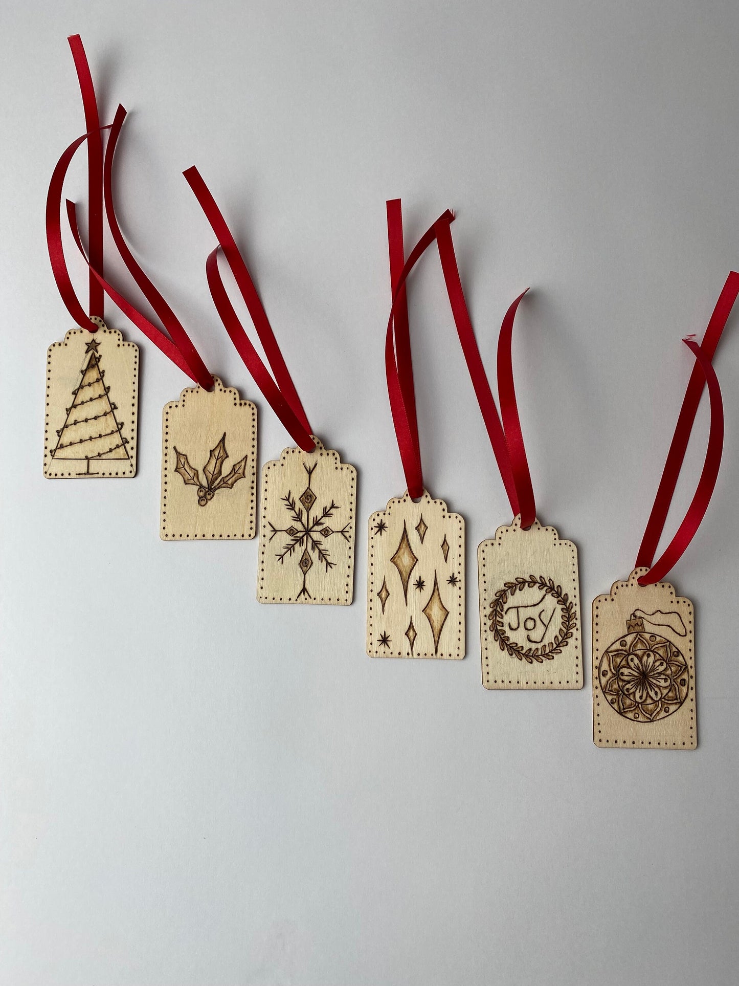 Gift Tags - Woodburned - Drawn by Hand (no lasers!) - set of 6