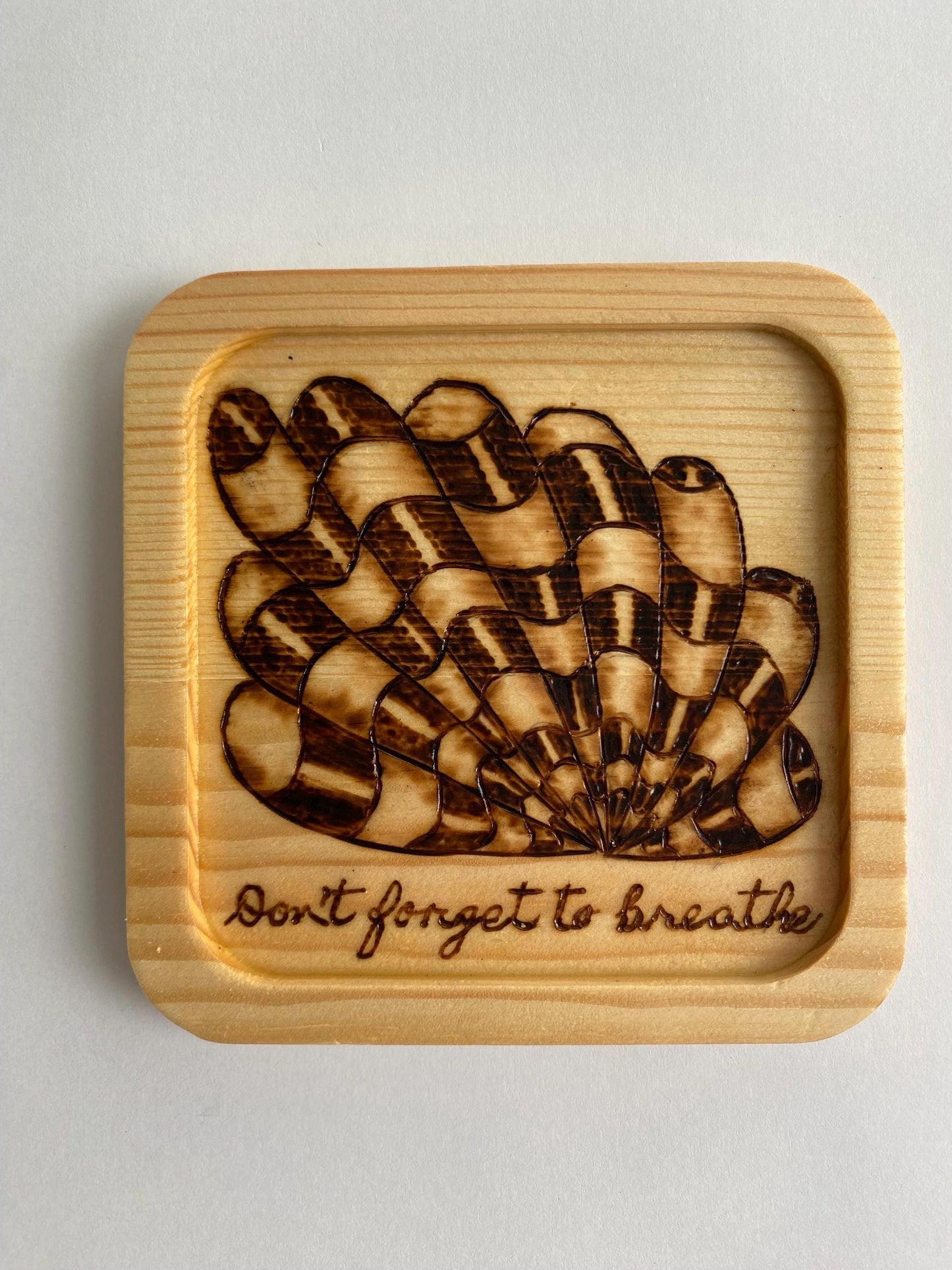 Zentangle Pyrography (Woodburned) Pine Coasters - Set of 4