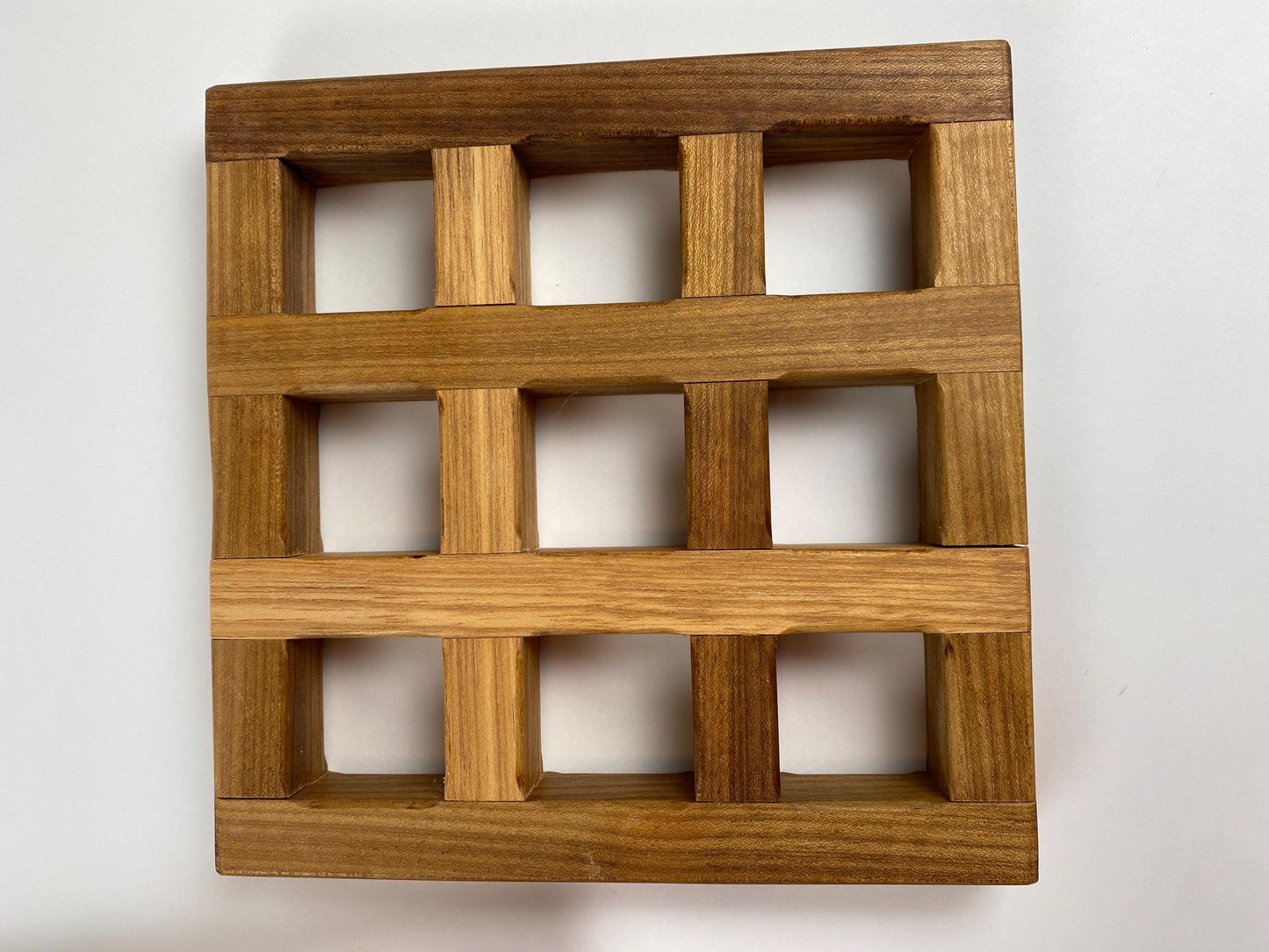Handmade Lattice Trivet with lap joints, Solid Brazilian Oak, 1-inch Thick, Heavy duty