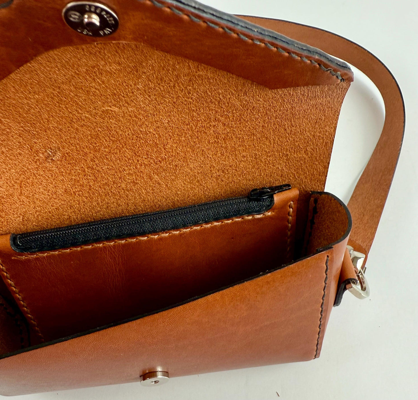Handmade Petite Leather Crossbody Bag and matching Coin Purse - English Tan Horween Leather - Hand-Stitched