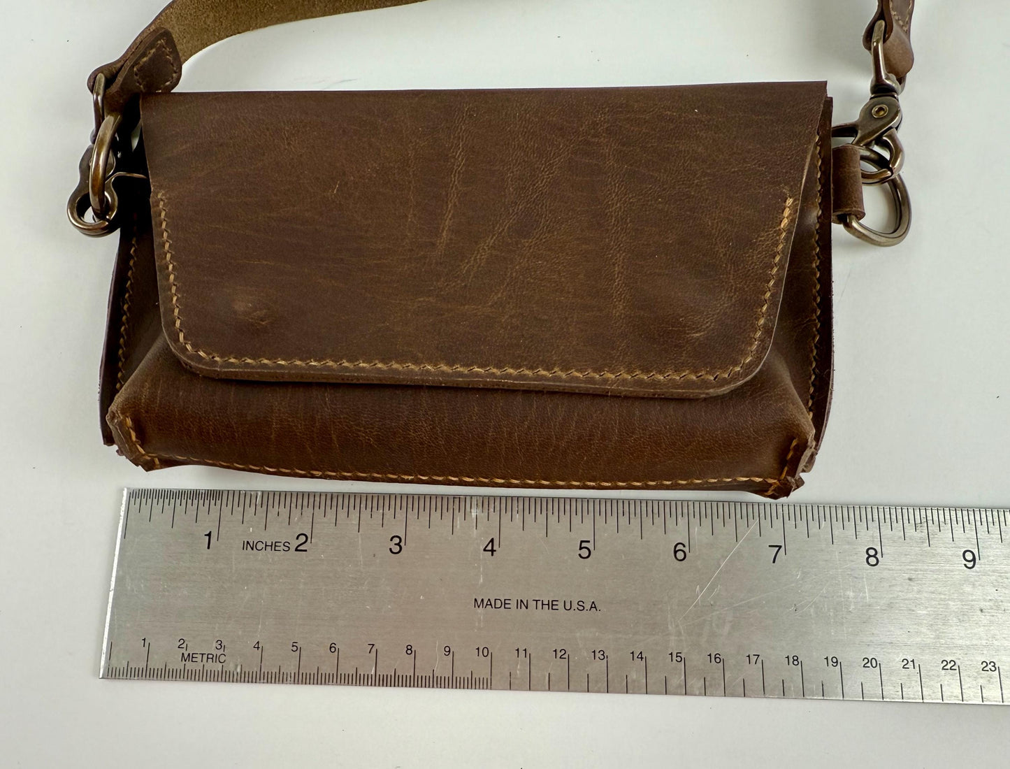 Handmade Petite Leather Crossbody Bag / Sling Bag - Horween Leather - Hand-Stitched