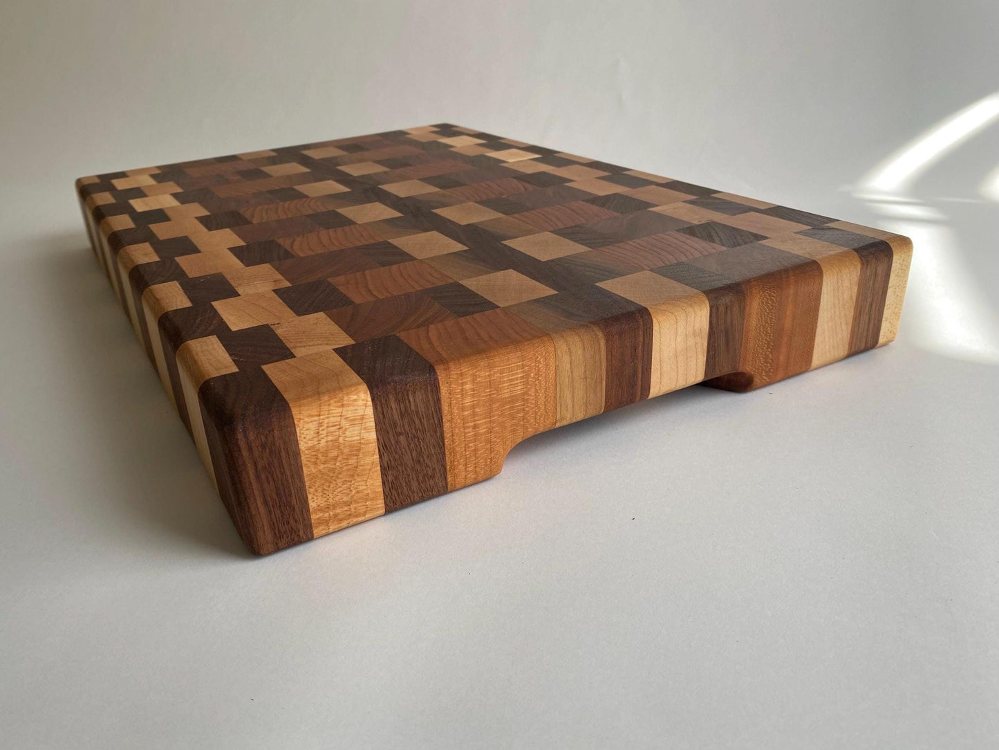 Handmade End-grain Cutting Board, Solid Maple, Walnut and Cherry, 1-7/8 inch Thick, Heavy Duty