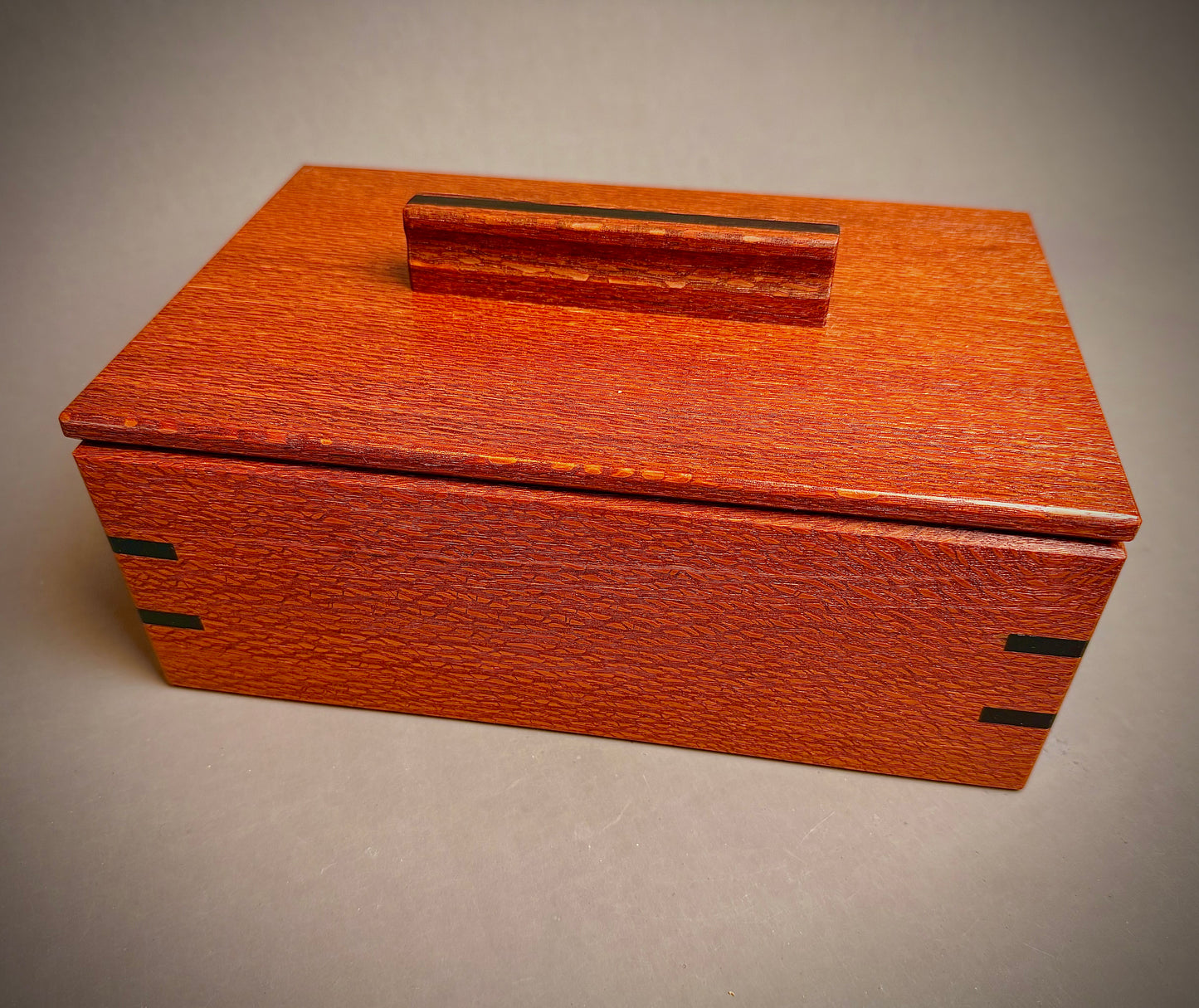 Handcrafted Leopardwood Keepsake Box - with African Blackwood Splines