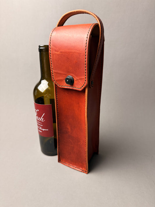 Leather Wine Tote / Scotch or Whiskey Tote - Handmade