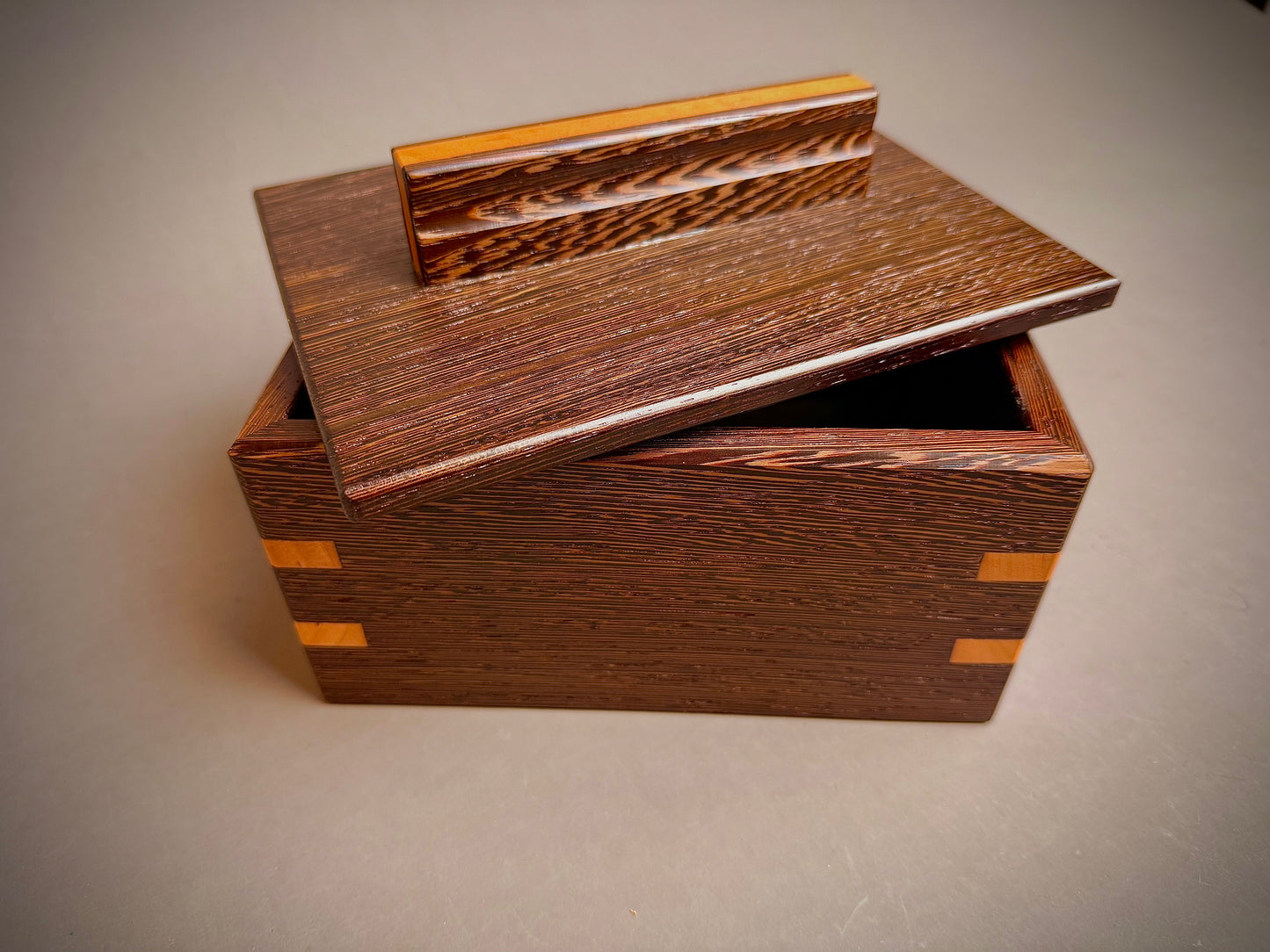 Handcrafted Wenge Keepsake Box - with Cherry wood splines
