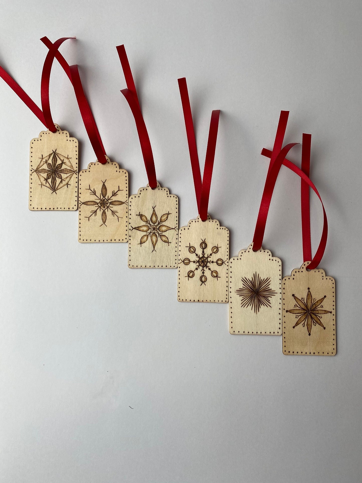 Gift Tags - Woodburned - Drawn by Hand (no lasers!) - set of 6