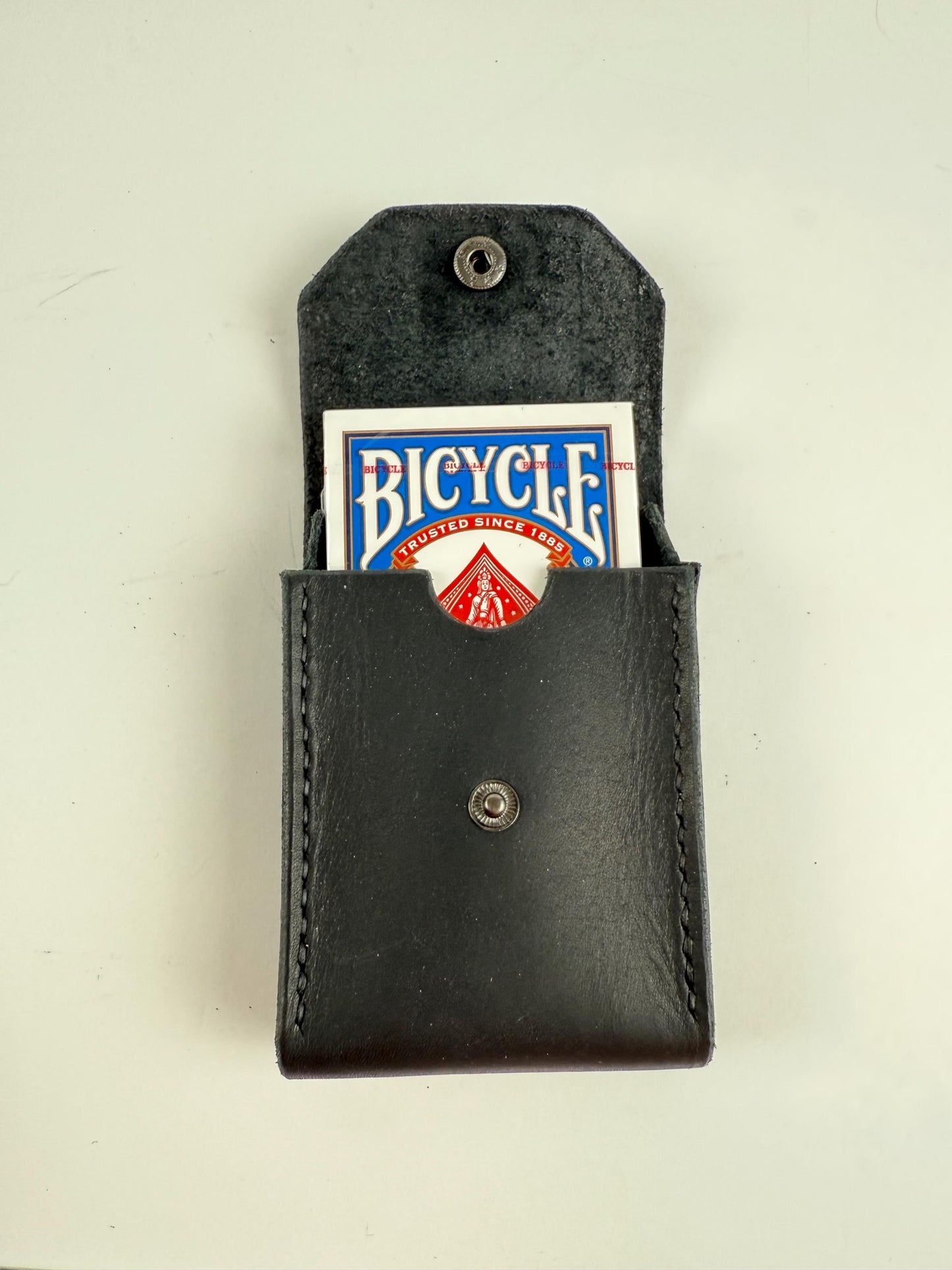Handmade Leather Playing Card Holder / Case - Hand-Stitched - various colors - includes deck of cards