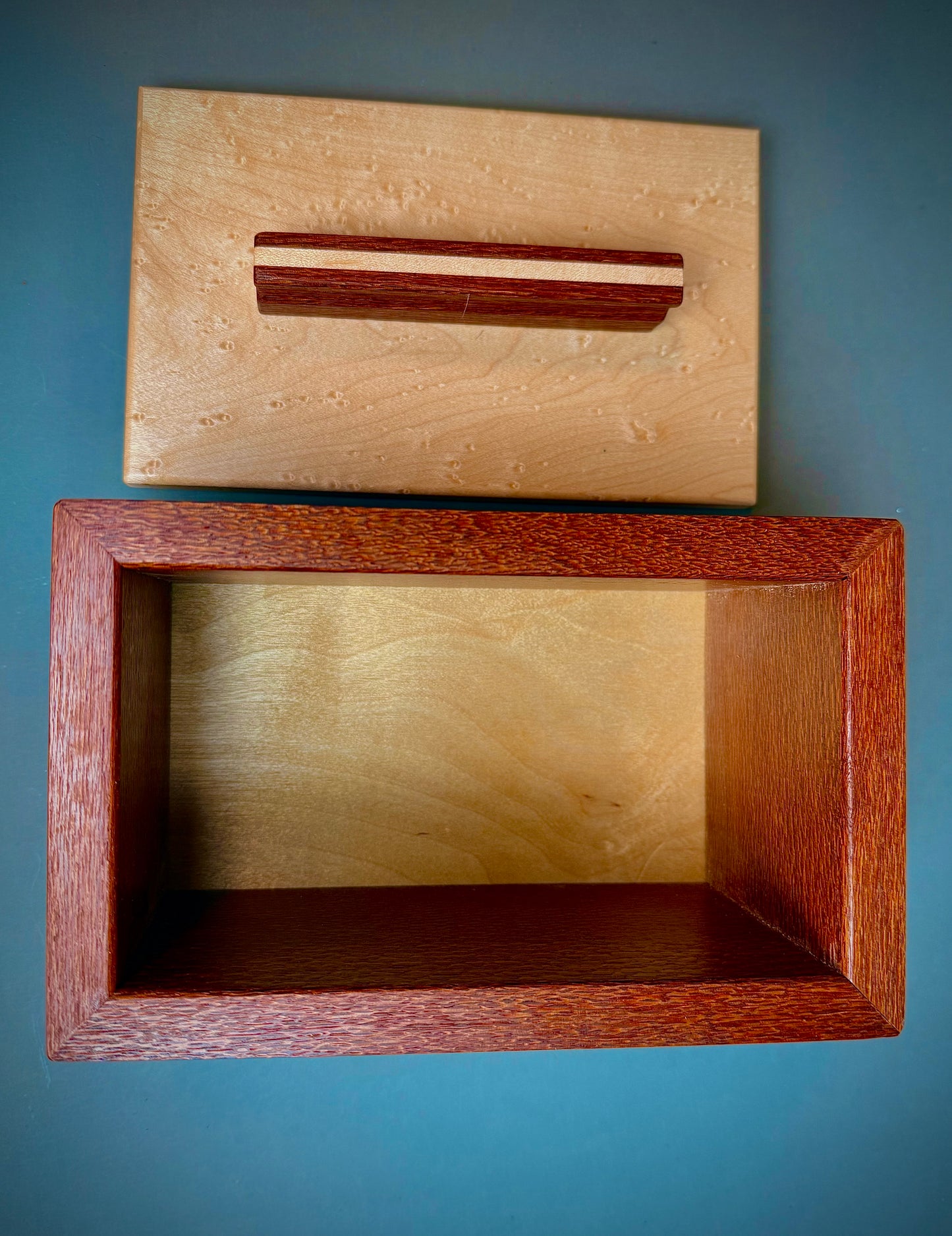 Handcrafted Leopard Wood and Birdseye Maple Keepsake Box