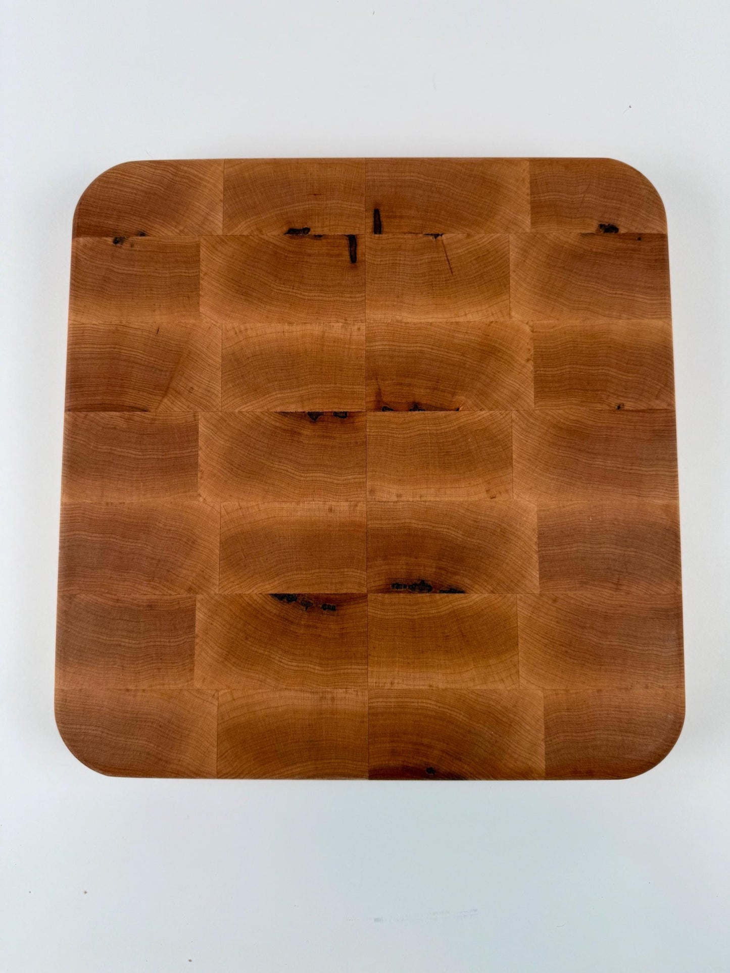 Handmade End-grain Butcher Block Cutting Board, Solid Maple, square, 1.25-inch Thick, Heavy Duty, no handles
