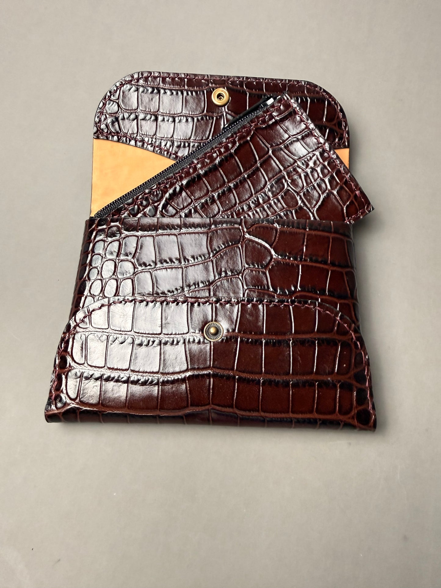 Oversized Leather Wallet - with zippered removable pouch
