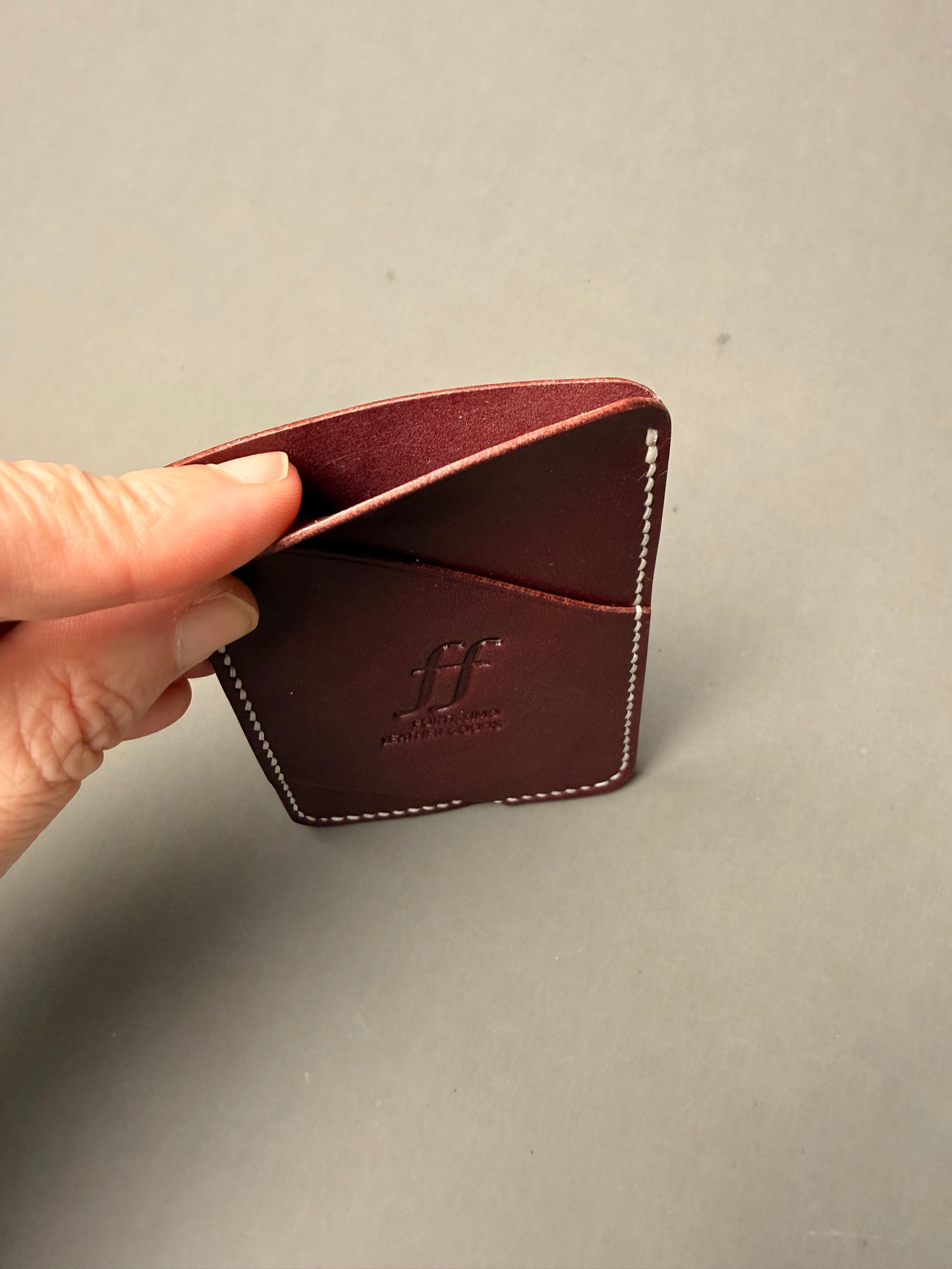 Minimalist Leather Wallet - Diagonal Sleeves, Hand Stitched